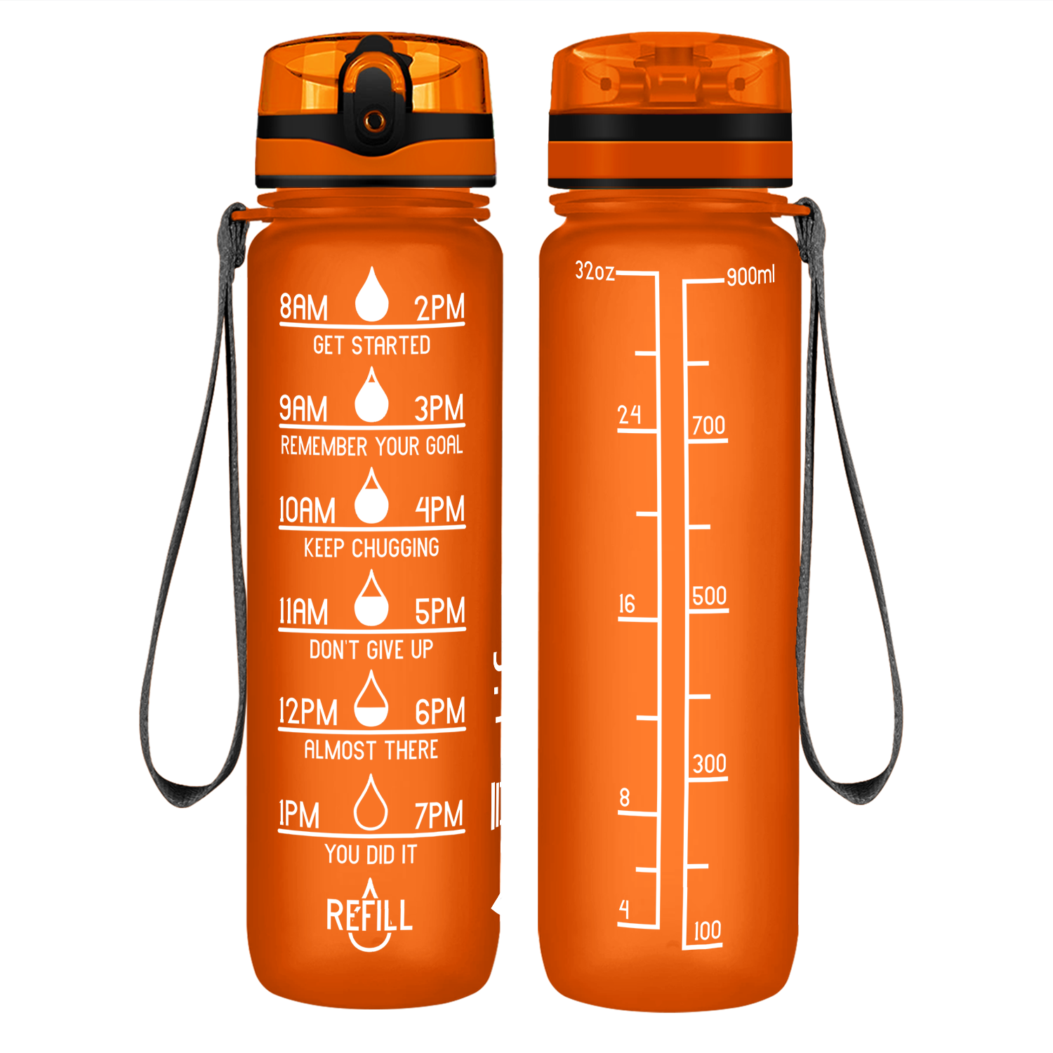 Cuptify Orange Frosted Motivational Water Bottle
