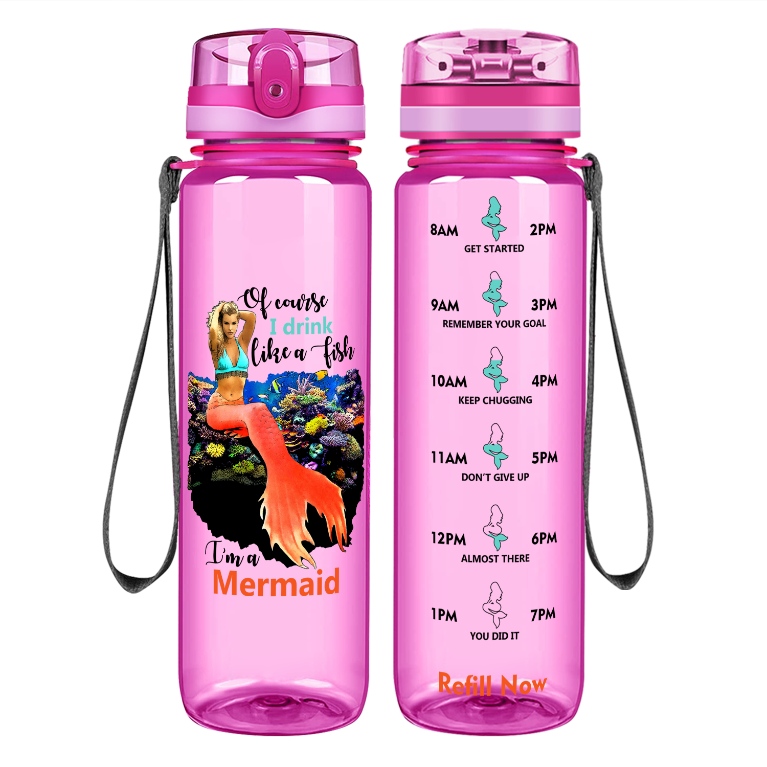 I Drink Like a Fish on 32 oz Motivational Tracking Water Bottle