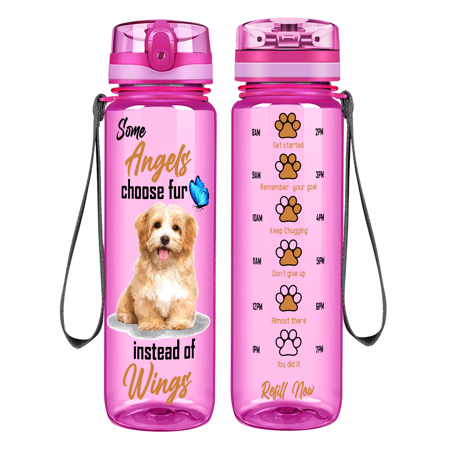Some Angels Choose Fur Instead of Wings Golden Retriever on 32 oz Motivational Tracking Water Bottle
