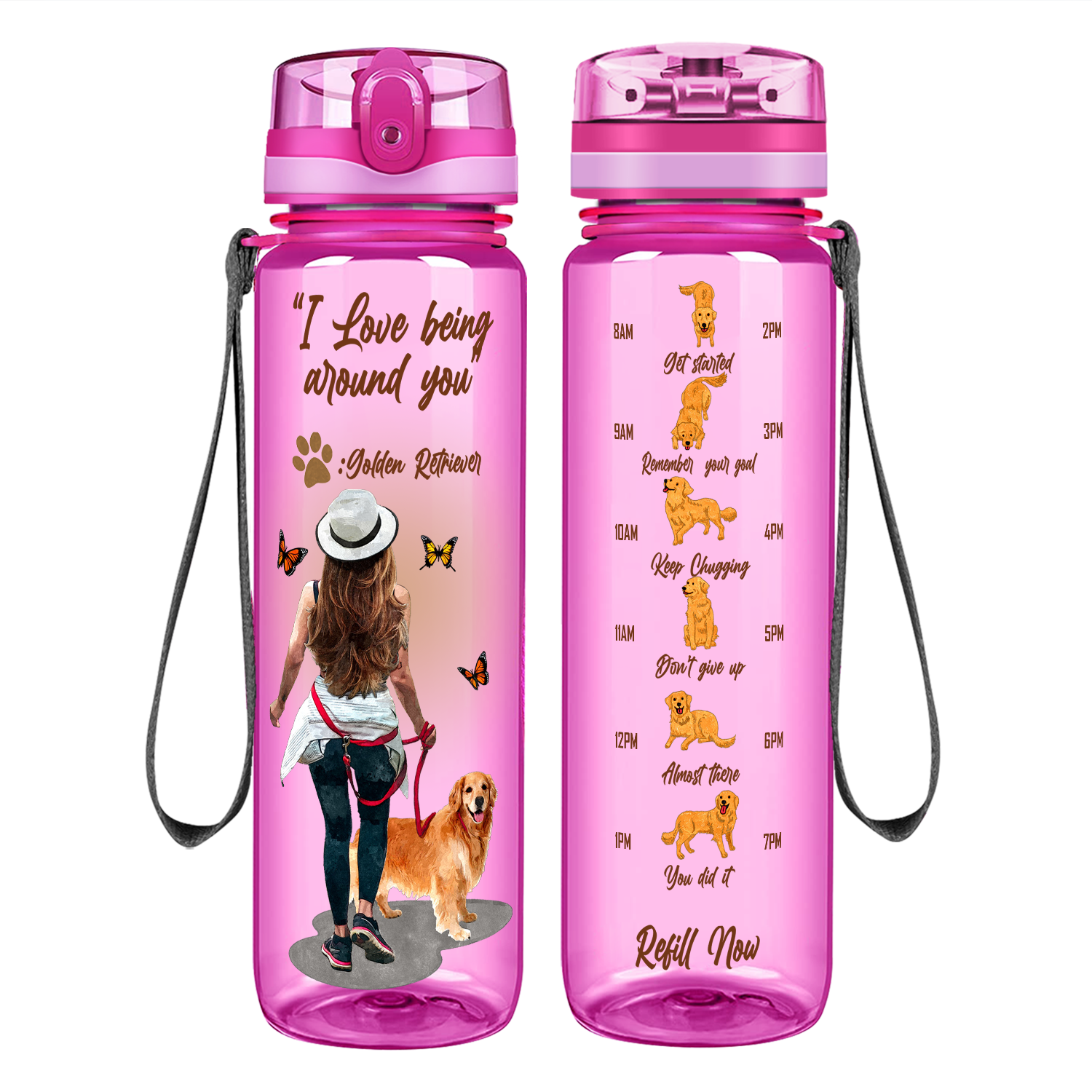 I love Being Around You Golden Retriever on 32 oz Motivational Tracking Water Bottle