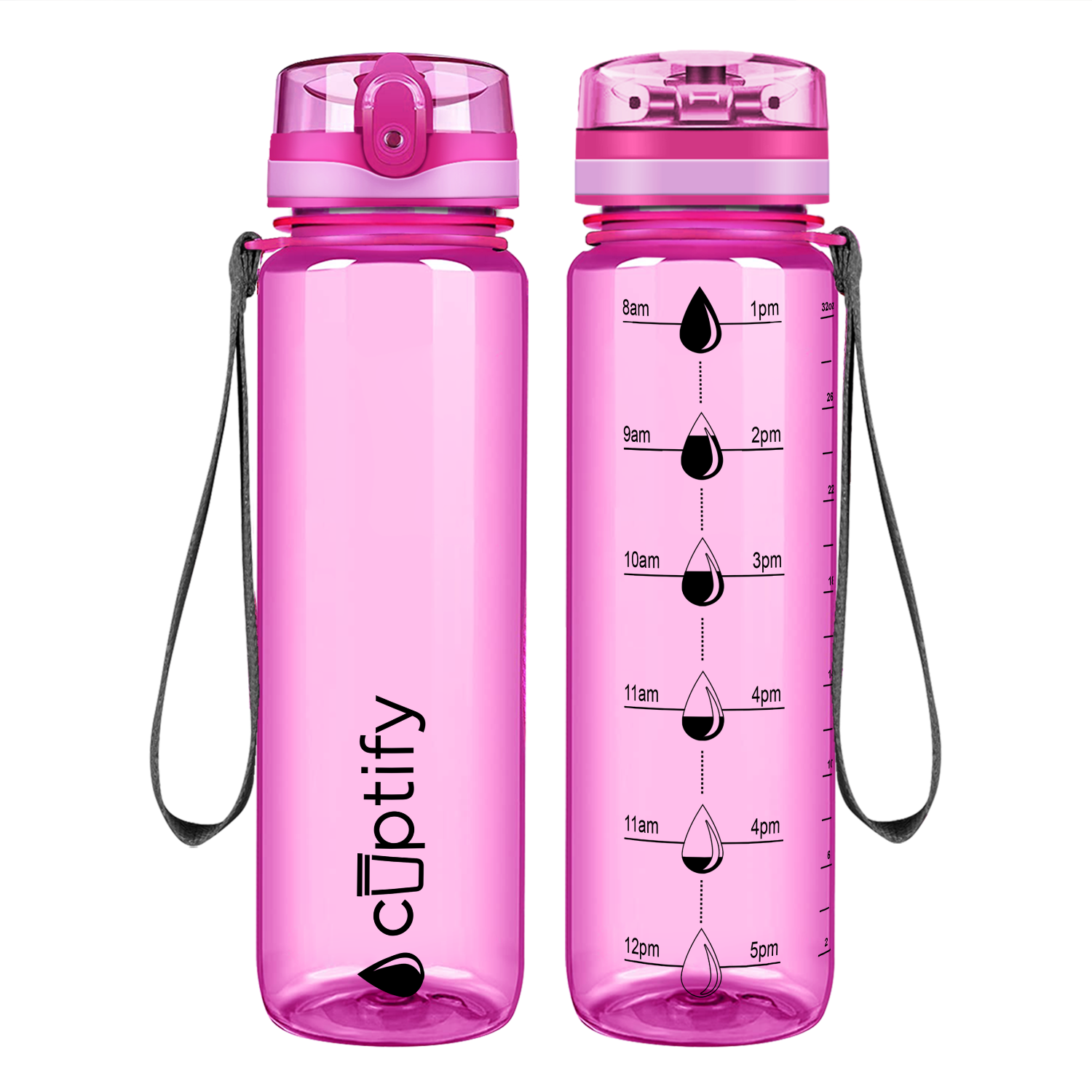 Cuptify Pink Gloss Hydration Tracker Water Bottle