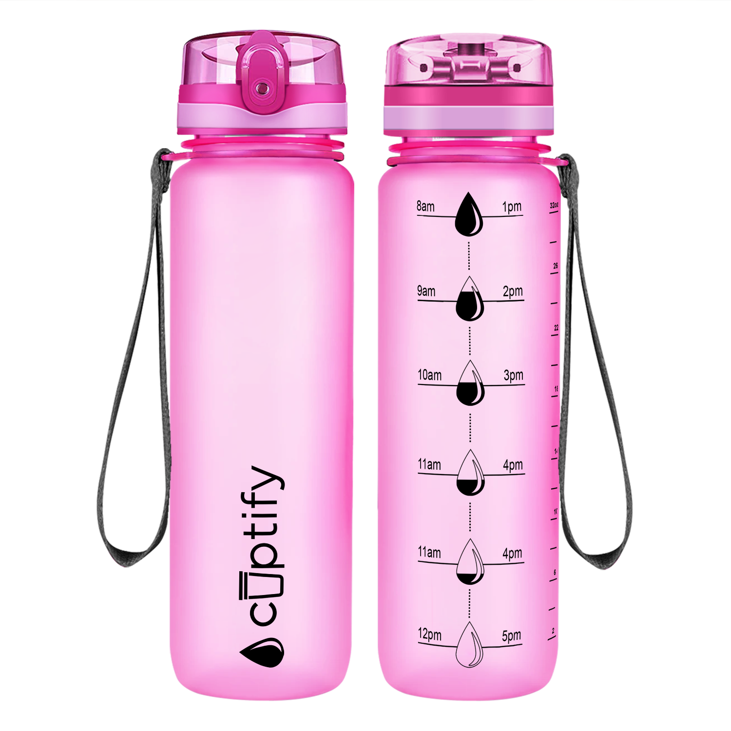 Cuptify Pink Frosted Hydration Tracker Water Bottle