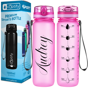 Cuptify Personalized Pink Frosted 32 oz Water Bottle