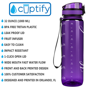 Personalized Purple Gloss 32 oz Water Bottle