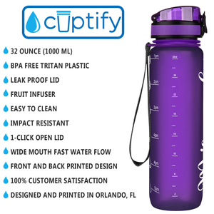 Personalized Purple Frosted 32 oz Water Bottle