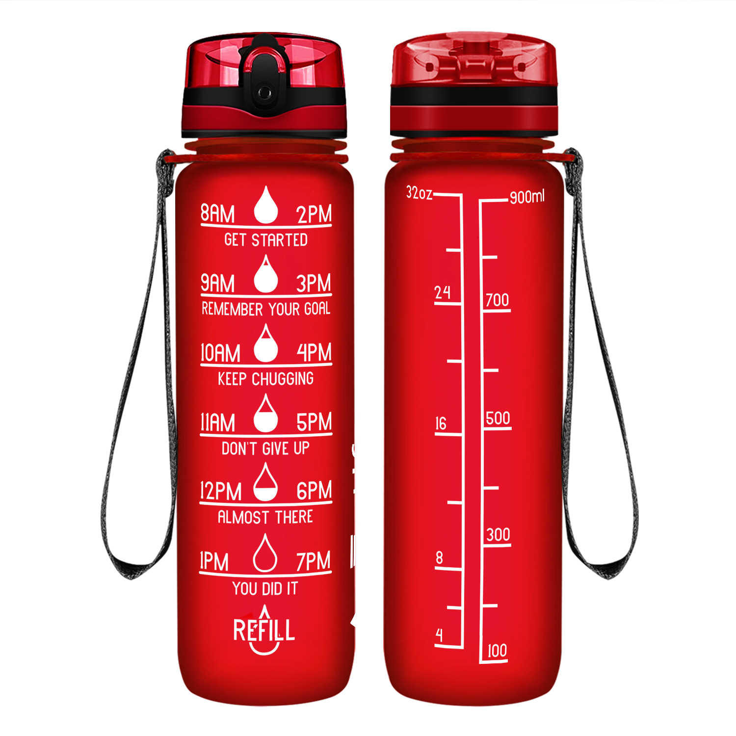 Cuptify Red Frosted Motivational Water Bottle