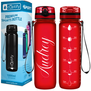 Personalized Red Frosted 32 oz Water Bottle