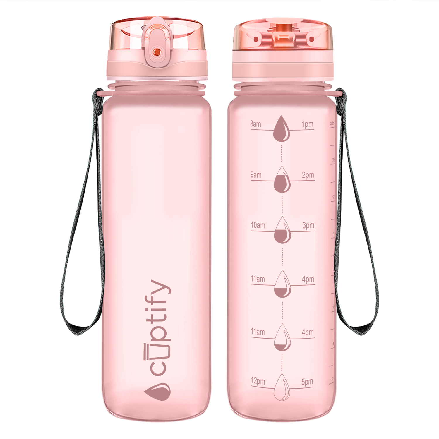 Cuptify Rose Gold Frosted Hydration Tracker Water Bottle