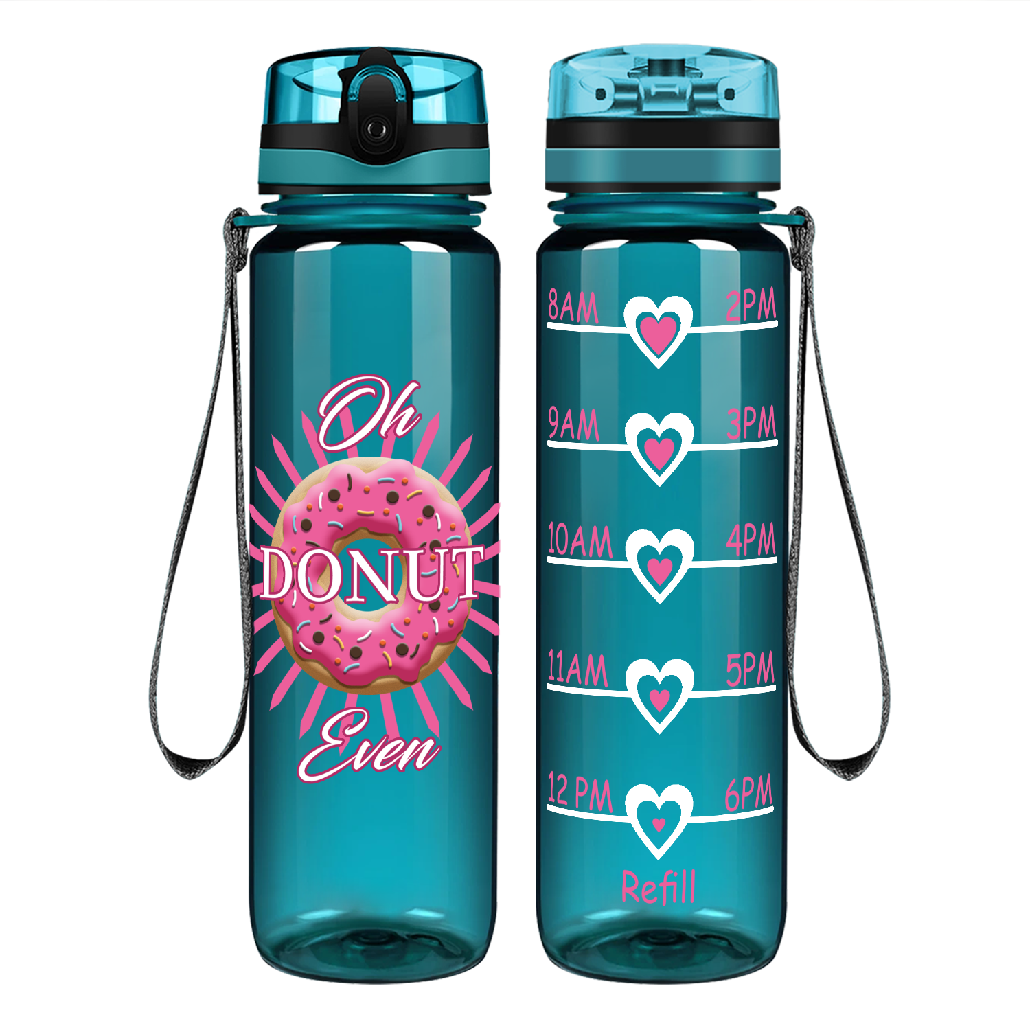 Oh Donut Even on 32 oz Motivational Tracking Water Bottle