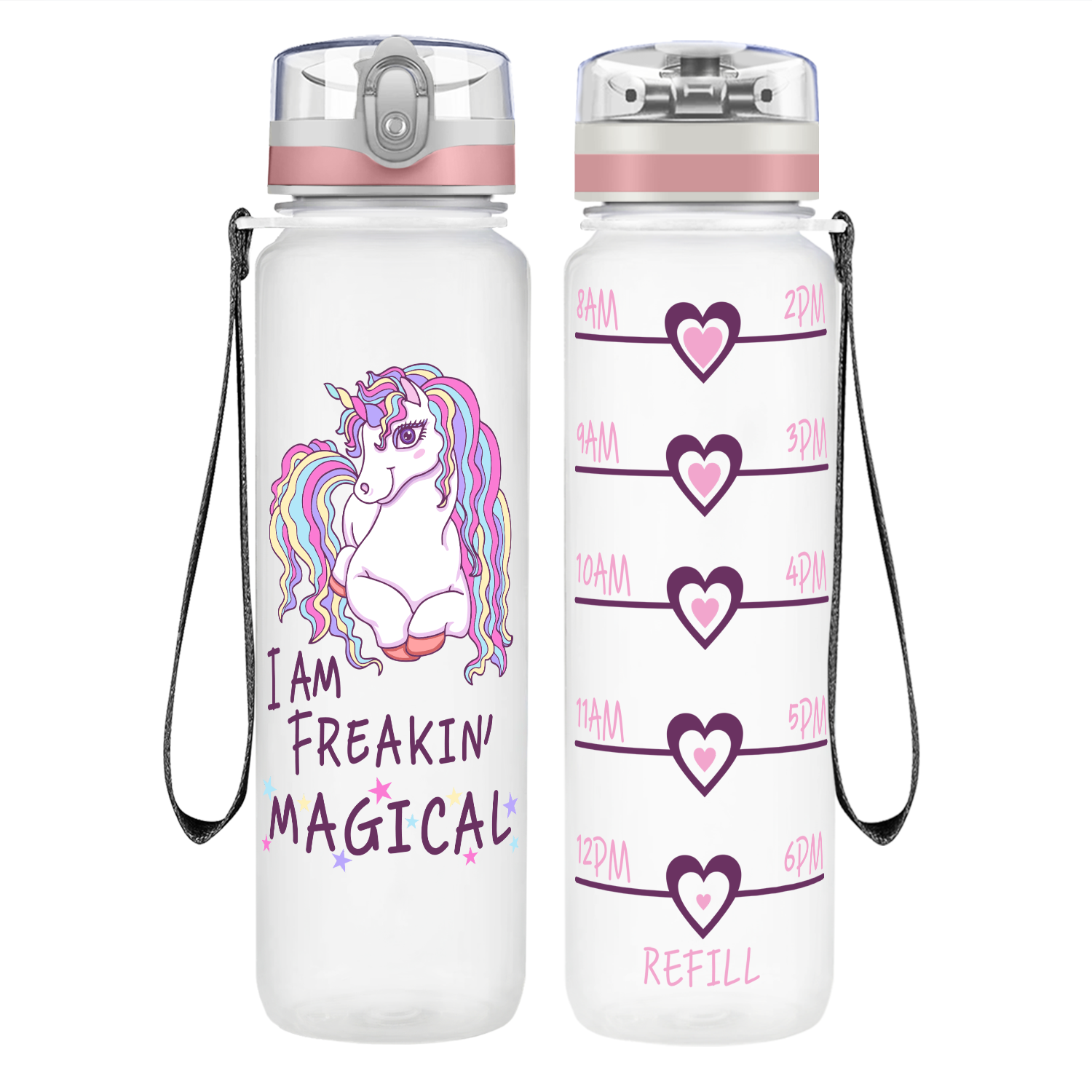 Freakin' Magical 32 oz Motivational Tracking Unicorn Water Bottle