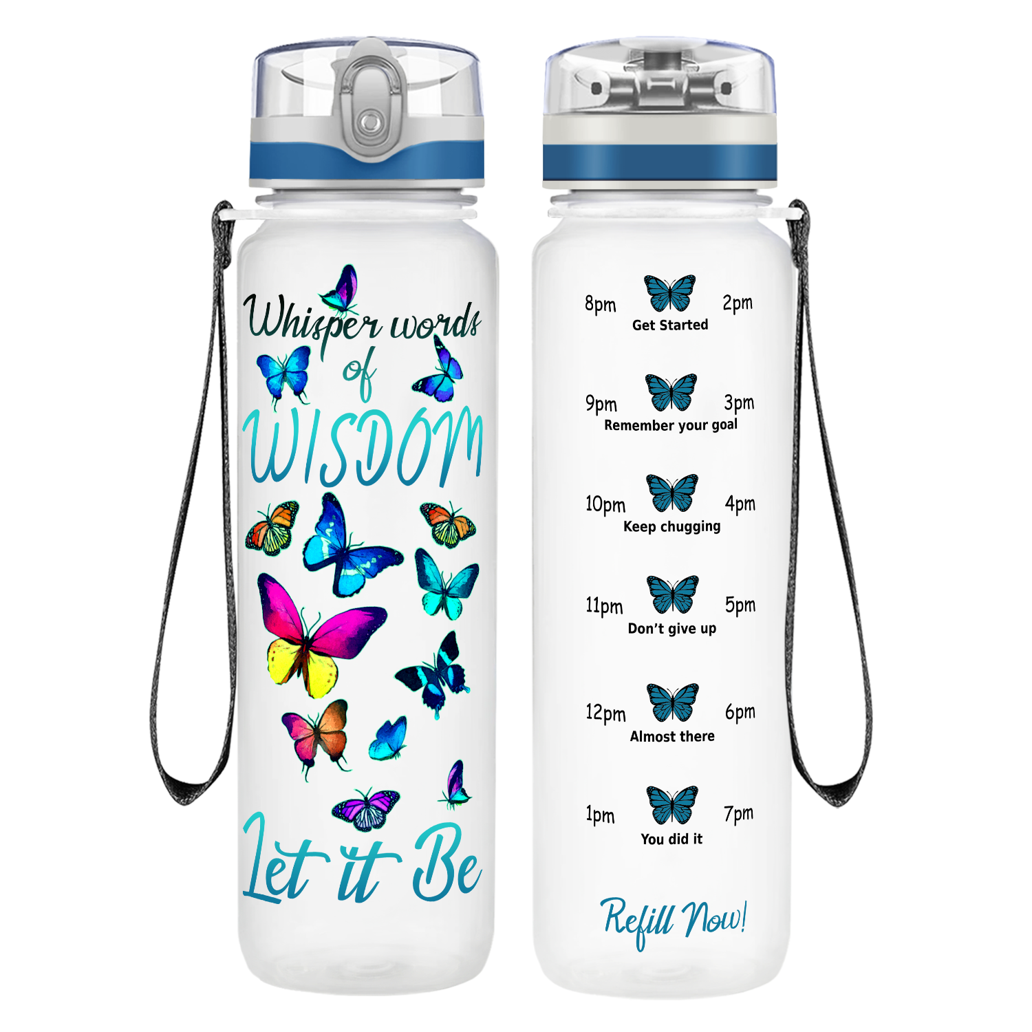 Whisper Words of Wisdom on 32 oz Motivational Tracking Water Bottle