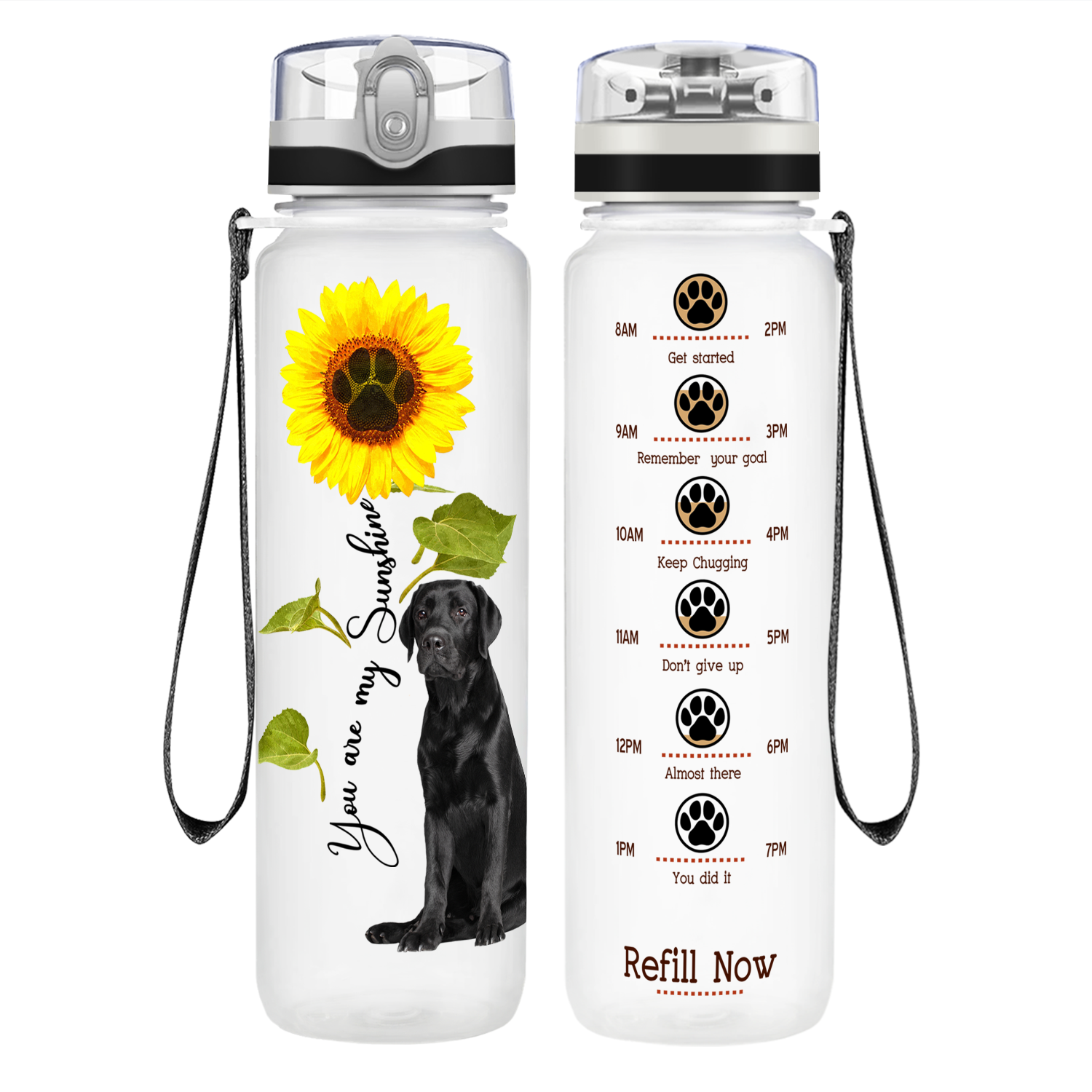 Labrador Retriever You are my Sunshine on 32 oz Motivational Tracking Water Bottle
