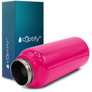 40oz Hot Pink Gloss Wide Mouth Water Bottle With Straw Lid