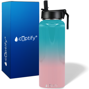 40oz Cotton Candy Ombre Wide Mouth Water Bottle With Straw Lid