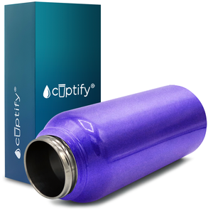 40oz Purple Glitter Wide Mouth Water Bottle With Straw Lid