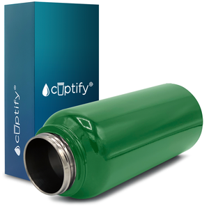 40oz Green Gloss Wide Mouth Water Bottle With Straw Lid