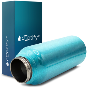 40oz Seafoam Glitter Wide Mouth Water Bottle With Straw Lid