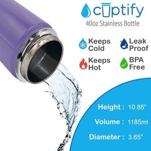 40oz Lavender Gloss Wide Mouth Water Bottle With Straw Lid