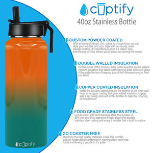 40oz Miami Ombre Wide Mouth Water Bottle With Straw Lid