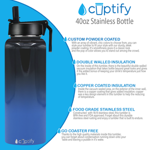 40oz Midnight Sky Ombre Wide Mouth Water Bottle With Straw Lid
