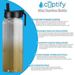 Gold Ombre Translucent 40oz Wide Mouth Water Bottle