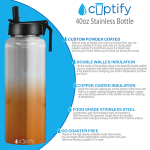 Orange Ombre Translucent 40oz Wide Mouth Water Bottle
