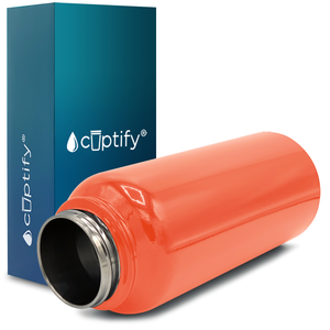 40oz Orange Gloss Wide Mouth Water Bottle With Straw Lid