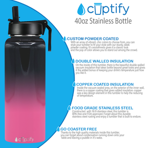 40oz Panther Ombre Wide Mouth Water Bottle With Straw Lid