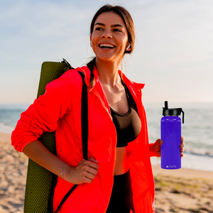 40oz Purple Gloss Wide Mouth Water Bottle With Straw Lid