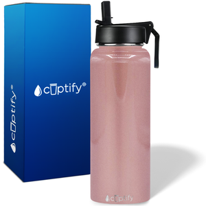 40oz Rose Gold Wide Mouth Water Bottle With Straw Lid