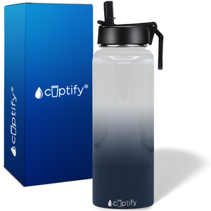 40oz Snowy Mountains Ombre Wide Mouth Water Bottle With Straw Lid