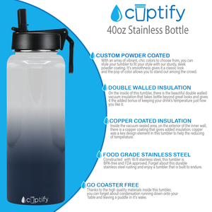 40oz Snowy Mountains Ombre Wide Mouth Water Bottle With Straw Lid