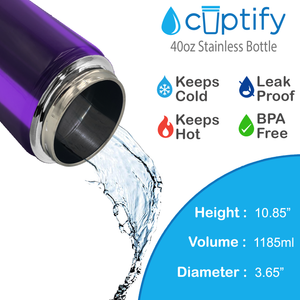 Purple Translucent 40oz Wide Mouth Water Bottle