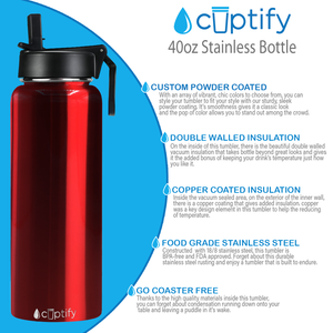 Red Translucent 40oz Wide Mouth Water Bottle