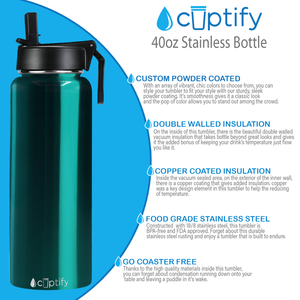 Teal Translucent 40oz Wide Mouth Water Bottle