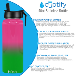 Watermelon Ombre 40oz Wide Mouth Water Bottle