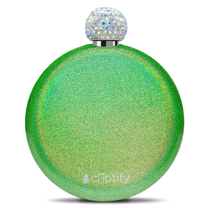 Emerald Green Glitter 5oz Rhinestone Liquor Flask