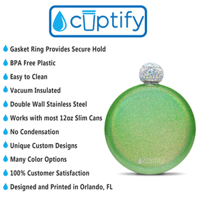 Emerald Green Glitter 5oz Rhinestone Liquor Flask
