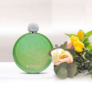 Emerald Green Glitter 5oz Rhinestone Liquor Flask