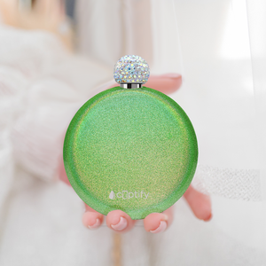 Emerald Green Glitter 5oz Rhinestone Liquor Flask