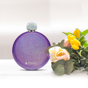 Purple Glitter 5oz Rhinestone Liquor Flask