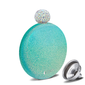 Teal Glitter 5oz Rhinestone Liquor Flask