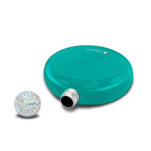 Teal Glitter 5oz Rhinestone Liquor Flask