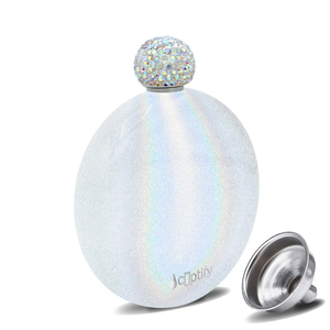 White Glitter 5oz Rhinestone Liquor Flask