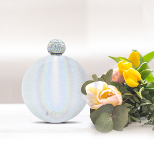 White Glitter 5oz Rhinestone Liquor Flask