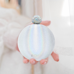 White Glitter 5oz Rhinestone Liquor Flask