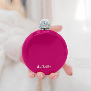 Hot Pink Gloss 5oz Rhinestone Liquor Flask