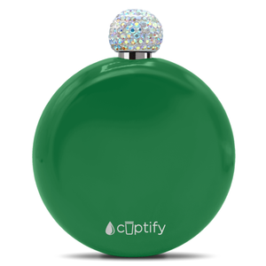 Kelly Green Gloss 5oz Rhinestone Liquor Flask