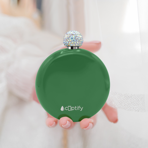 Kelly Green Gloss 5oz Rhinestone Liquor Flask