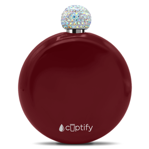 Maroon Gloss 5oz Rhinestone Liquor Flask